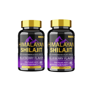 SelenoraBeauty™ BSYS Himalayan Shilajit Gummies – Blueberry Flavor with Black Seed Oil, Vitamins & Minerals (60 Gummies for Vitality & Strength)