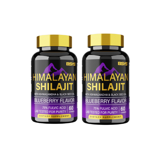 SelenoraBeauty™ BSYS Himalayan Shilajit Gummies – Blueberry Flavor with Black Seed Oil, Vitamins & Minerals (60 Gummies for Vitality & Strength)