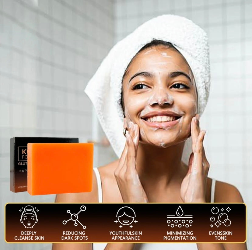 SelenoraBeauty™ Kojic Acid & Turmeric Brightening Soap Bar – Premium Japanese Formula with Vitamin C, Collagen & Retinol | Fade Dark Spots, Acne Scars & Uneven Skin Tone (80g)