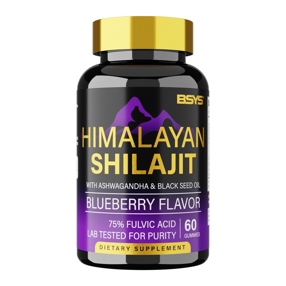 SelenoraBeauty™ BSYS Himalayan Shilajit Gummies – Blueberry Flavor with Black Seed Oil, Vitamins & Minerals (60 Gummies for Vitality & Strength)