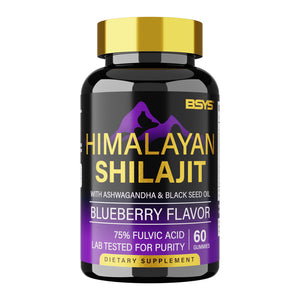 SelenoraBeauty™ BSYS Himalayan Shilajit Gummies – Blueberry Flavor with Black Seed Oil, Vitamins & Minerals (60 Gummies for Vitality & Strength)