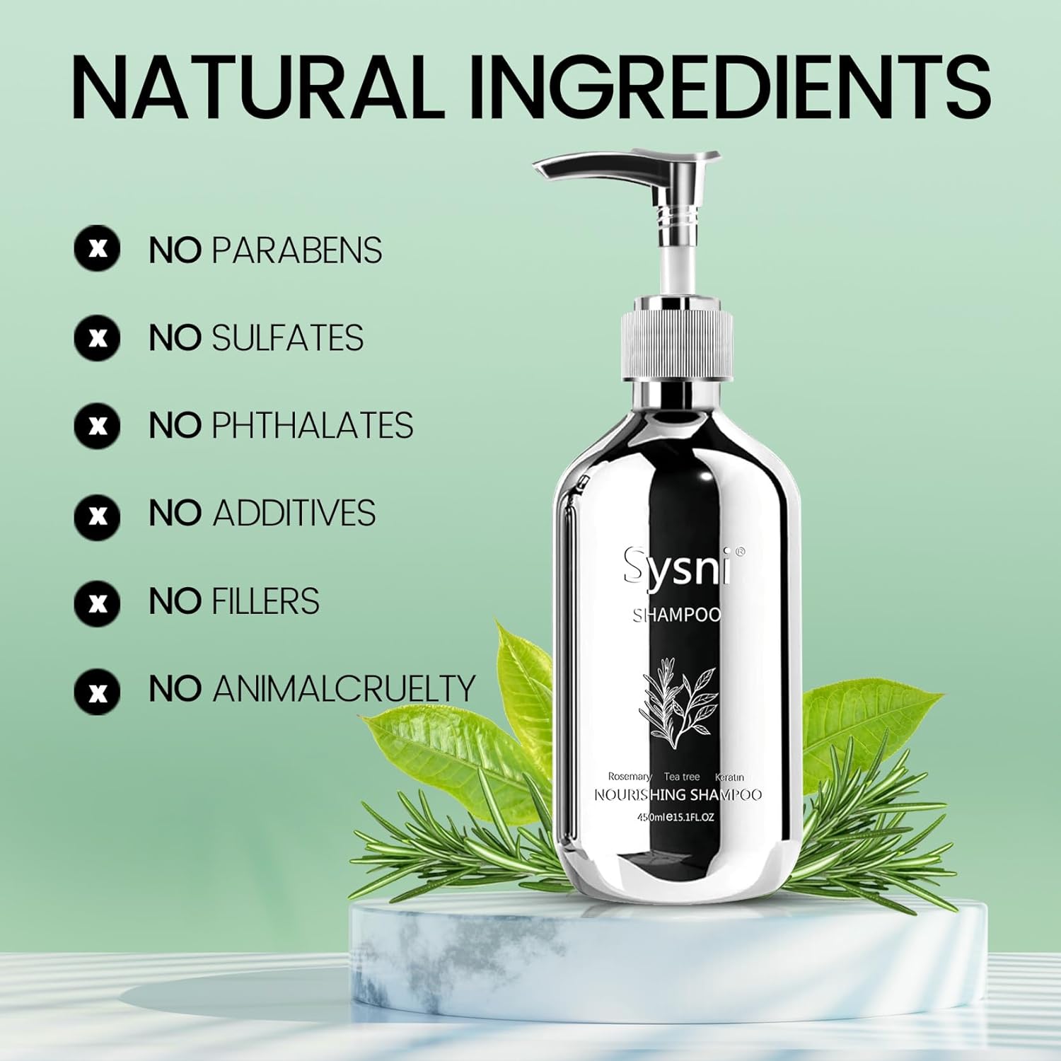 SelenoraBeauty™ Sysni Organic Rosemary & Tea Tree Keratin Shampoo – Strengthening, Nourishing & Hair Growth Formula (Anti-Dandruff & Damage Repair)