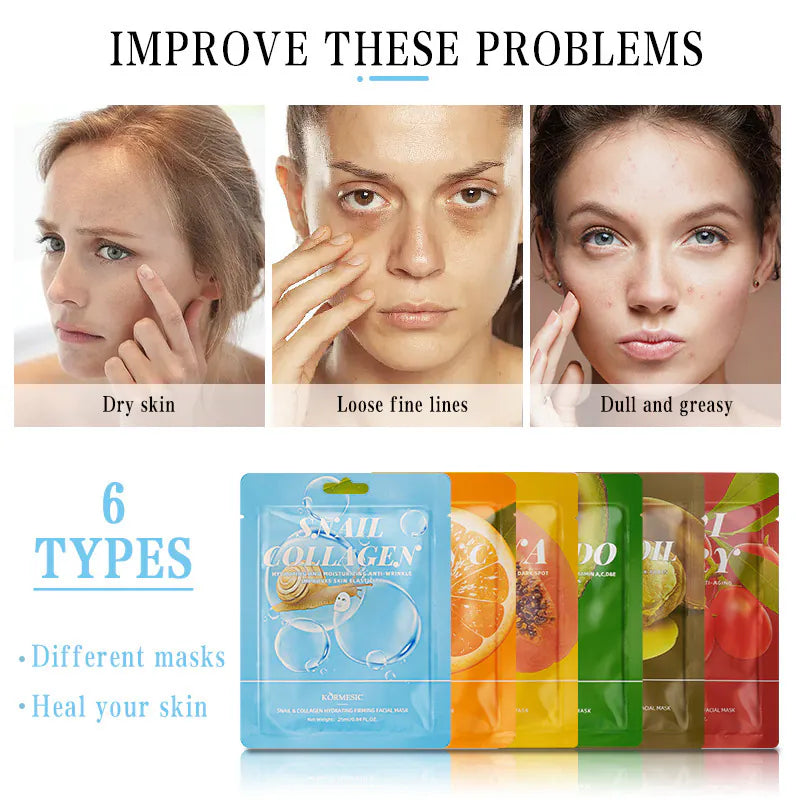 Selenora Facial Mask Pack (11 Pieces) – Hydrating & Brightening Sheet Masks