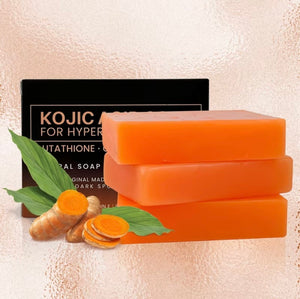 SelenoraBeauty™ Kojic Acid & Turmeric Brightening Soap Bar – Premium Japanese Formula with Vitamin C, Collagen & Retinol | Fade Dark Spots, Acne Scars & Uneven Skin Tone (80g)