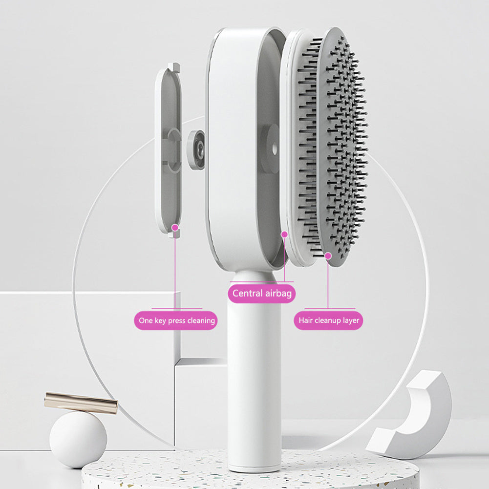 SelenoraBeauty™ Self-Cleaning Hair Brush – 3D Air Cushion Scalp Massage Comb | One-Click Hair Removal, Anti-Static, Pain-Free Detangling Brush for All Hair Types