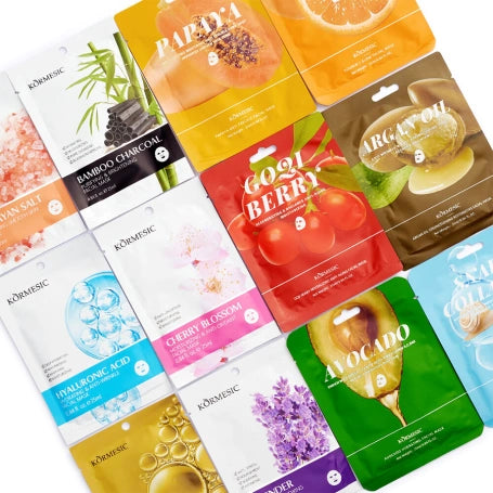 Selenora Facial Mask Pack (11 Pieces) – Hydrating & Brightening Sheet Masks
